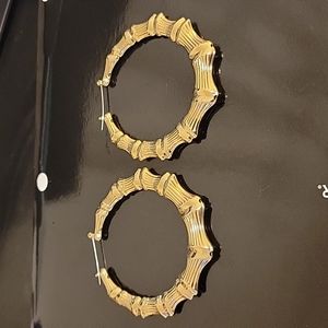 LARGE Gold-Tone Bamboo Earrings